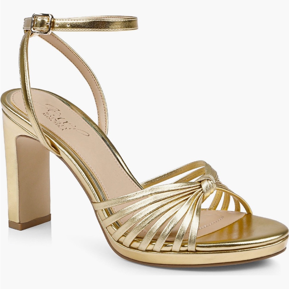 Jewel Badgley Miscka Gold Strappy Heels